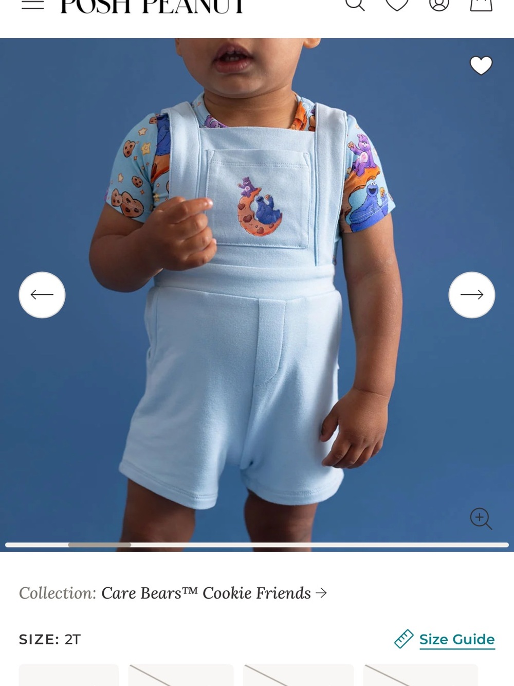 Posh Peanut Light Blue Care Bears™ Cookie Friends Suspenders Romper